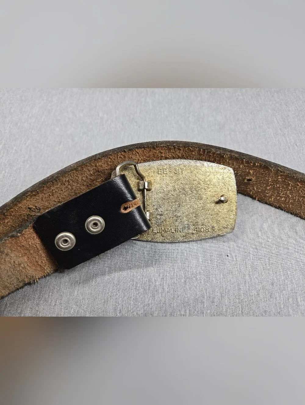 Vintage Alumaline 4108 Eagle Belt Buckle BB-317 Leather Inlay Western Americana